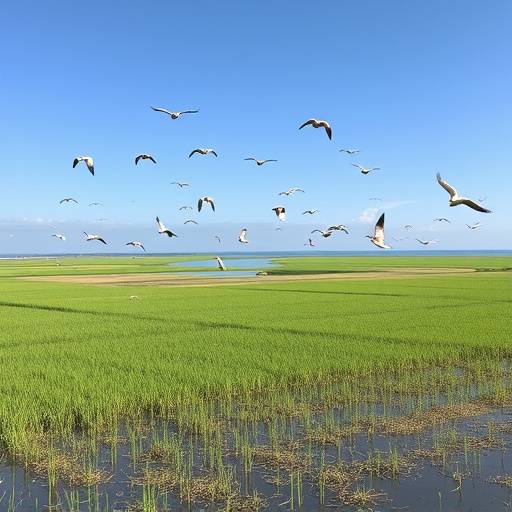 Vista del Delta del Ebro con arrozales, aves migratorias y un paisaje natural &uuml;nico